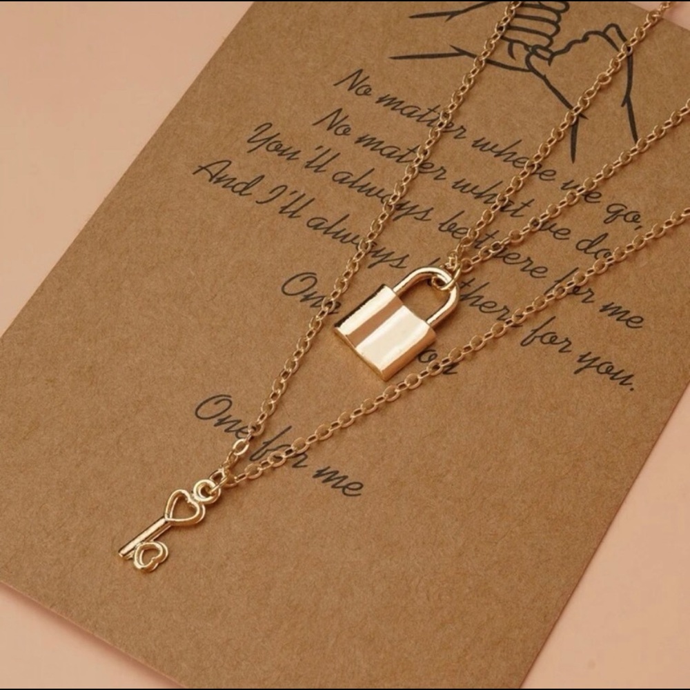 Gold Lock Layered Necklace